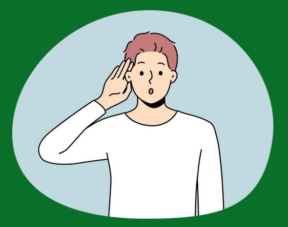 Homme étonné main à l'oreil: il écoute et comprend!