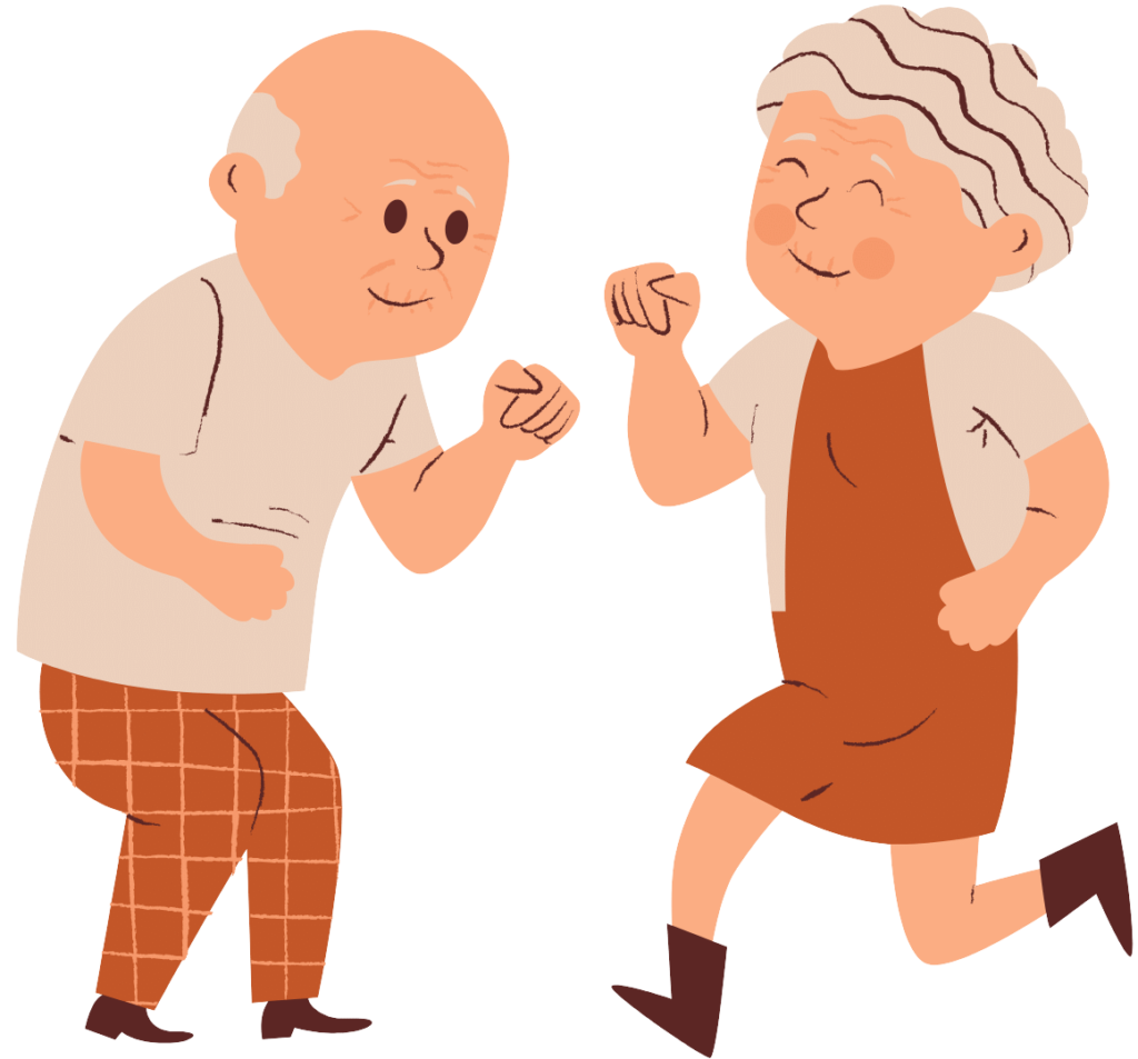 Personnes âgées ayant su garder leur joie de vivre et rester en forme